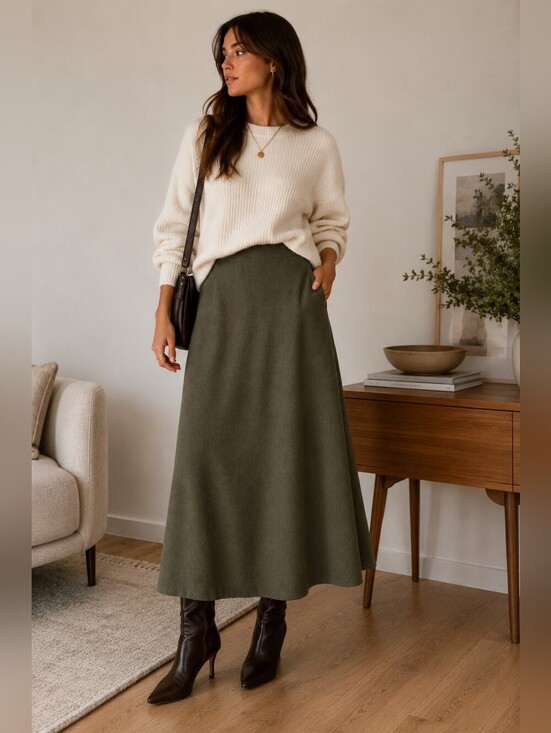 Uniqlo Dresses & Skirts - Uniqlo | Classic Olive Green A-Line Women's Skirt, Size XS